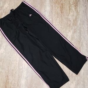 Adidas pink stripe mesh track pants